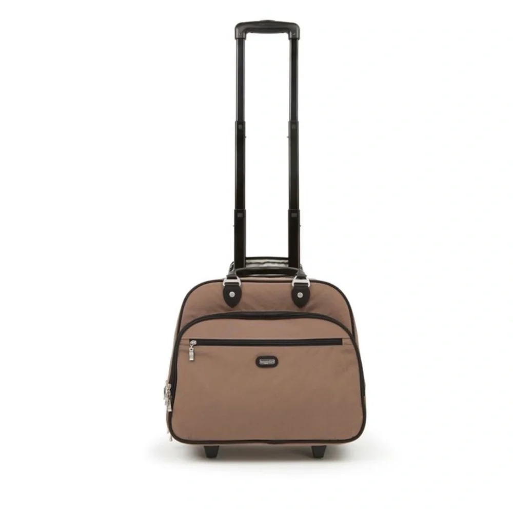 Baggallini Brown Rolling Tote with Black Trim